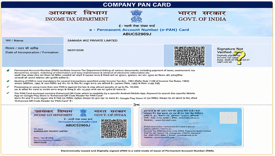 Company PAN Card